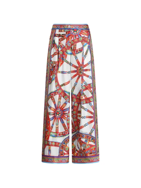 Dolce & Gabbana Carretto-print silk twill Vanity trousers White FTDL6TGDDTI