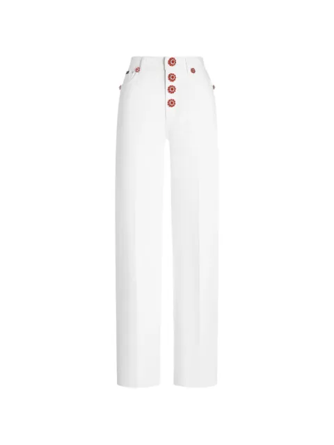 Dolce & Gabbana 5-pocket denim trousers with jewel buttons White FTC79ZG8PE9