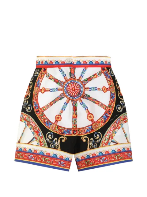 Dolce & Gabbana Carretto-print poplin shorts White FTBTPTGDDTE