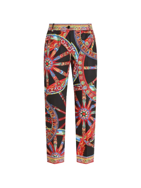 Dolce & Gabbana Carretto-print poplin trousers Black FTAGNTGDDTE