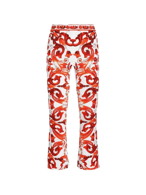 Dolce & Gabbana Majolica-print charmeuse trousers White FTAG7TGDDRJ