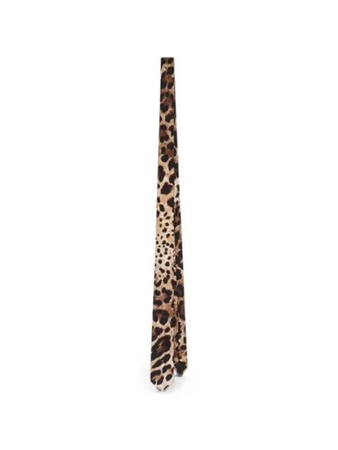 Dolce & Gabbana leo-print silk twill tie Neutrals FT069RHS114