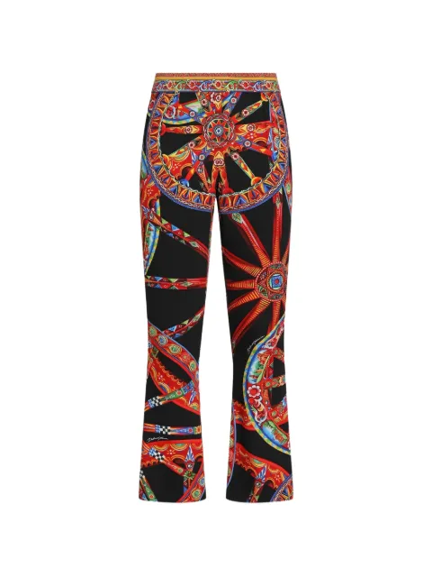 Dolce & Gabbana Carretto-print charmeuse leggings Black FTAG7TFSA9U