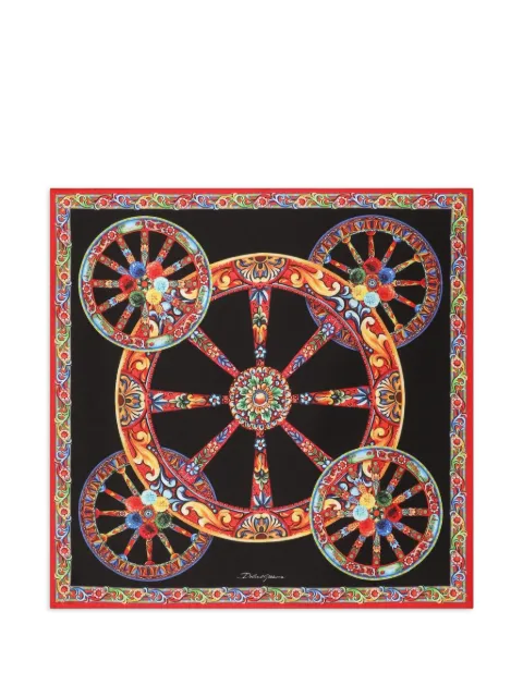 Dolce & Gabbana 50x50 Carretto-print silk twill scarf Black FN093RGDDU4