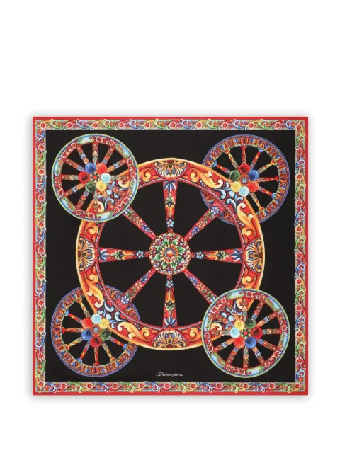 Dolce & Gabbana 70x70 Carretto-print silk twill scarf Black FN092RGDDU4