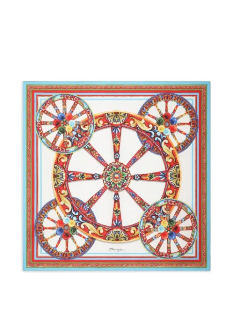 Dolce & Gabbana 70X70 CARRETTO-PRINT SILK TWILL SCARF White FN092RGDDU4