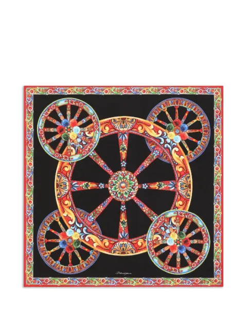 Dolce & Gabbana 90x90 Carretto-print silk twill scarf Black FN090RGDDU5