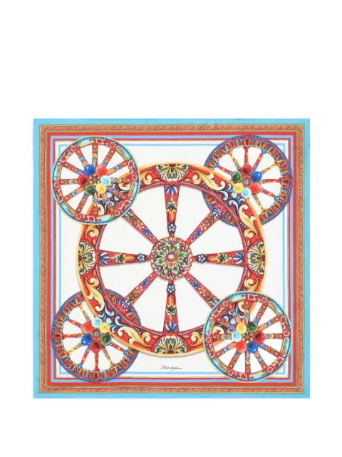 Dolce & Gabbana Carretto-print silk scarf White FN090RGDDU5