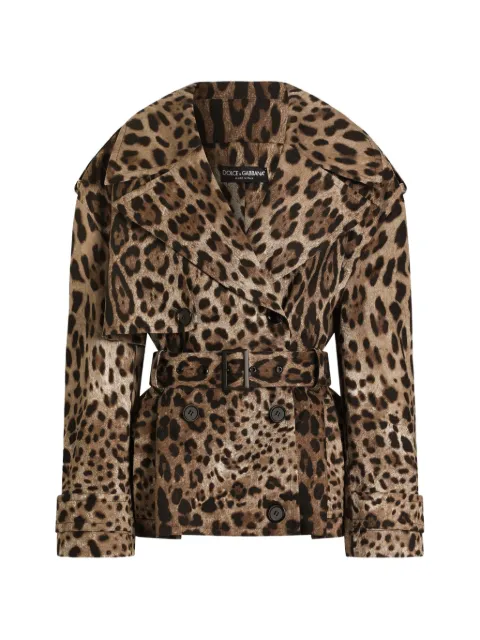 Dolce & Gabbana leo-print cotton drill jacket Neutrals F9U46TFSFN4