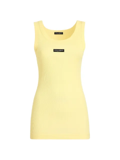 Dolce & Gabbana ribbed jersey tank top with logo Yellow F8W62TFU7AV