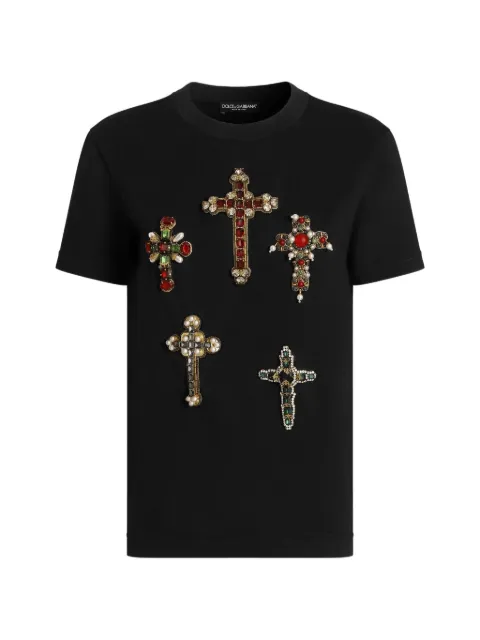 Dolce & Gabbana embroidered cotton T-shirt Black F8W54ZGDDXV