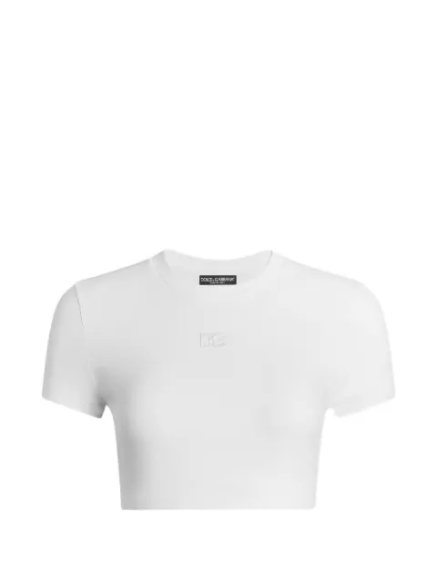 Dolce & Gabbana jersey T-shirt with DG embroidery White F8W46ZGDDYF