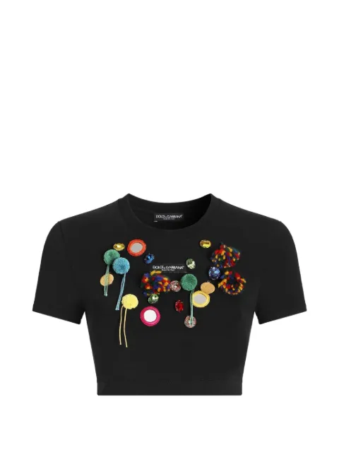 Dolce & Gabbana jersey T-shirt with applications Black F8W46ZGDDXM