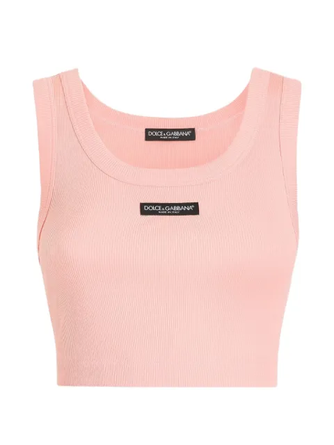 Dolce & Gabbana cotton cropped tank top with logo Pink F8W40TGDDVK