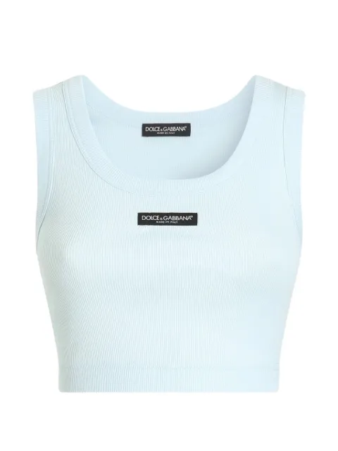 Dolce & Gabbana cotton cropped tank top with logo Blue F8W40TGDDVK