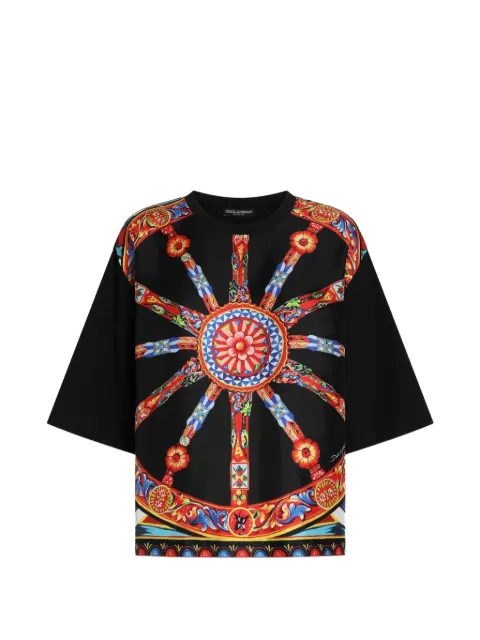 Dolce & Gabbana Carretto-print jersey T-shirt Black F8W13TGDDVP