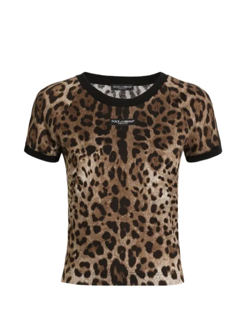 Dolce & Gabbana leo-print jersey t-shirt Neutrals F8V88TFS78S