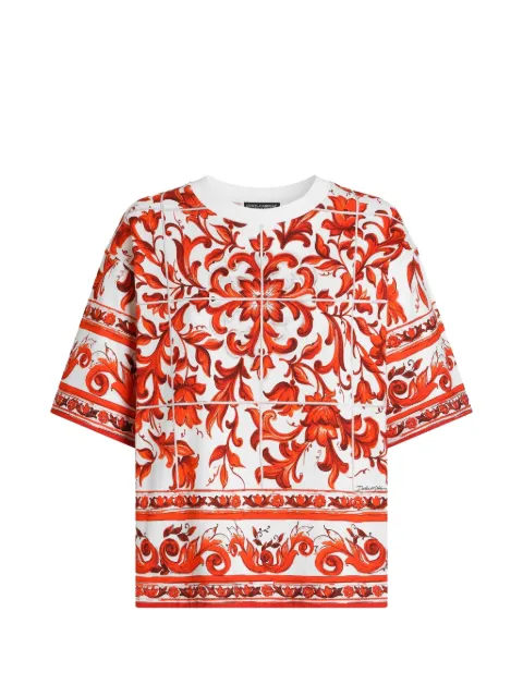 Dolce & Gabbana Majolica-print jersey T-shirt White F8U10TGDDT5