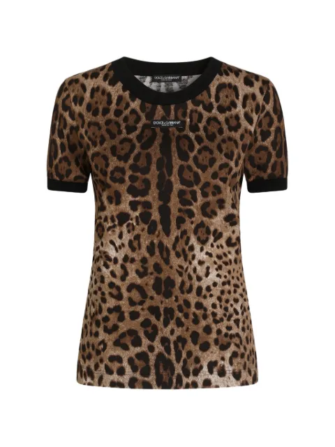 Dolce & Gabbana leo-print jersey t-shirt Neutrals F8N08TFS78S