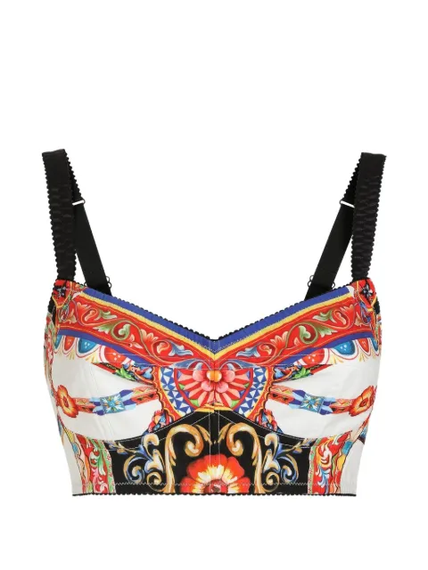 Dolce & Gabbana Carretto-print poplin top Black F7T18TGDDTE