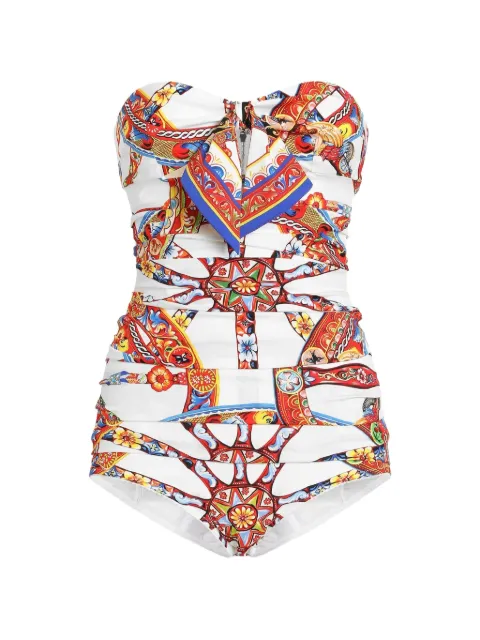 Dolce & Gabbana Carretto-print charmeuse top White F7BR9TIS136