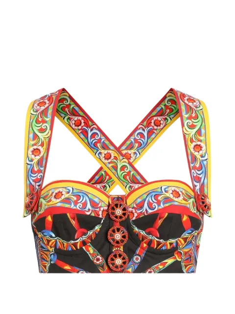 Dolce & Gabbana Carretto-print poplin top Black F7BR3TGDDTF