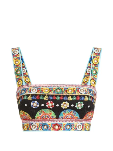 Dolce & Gabbana Carretto-print cotton top Black F7BR2TGDDTD