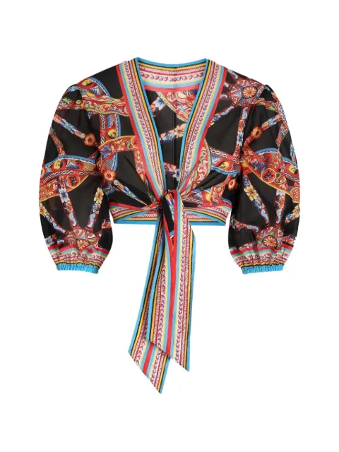 Dolce & Gabbana Carretto-print batiste top Black F7BR0TGDDTB