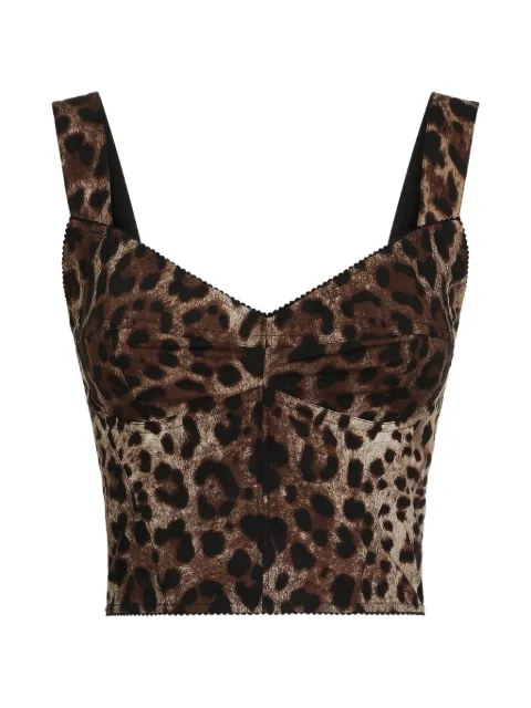 Dolce & Gabbana leo-print poplin top Neutrals F7BB1THS5E3