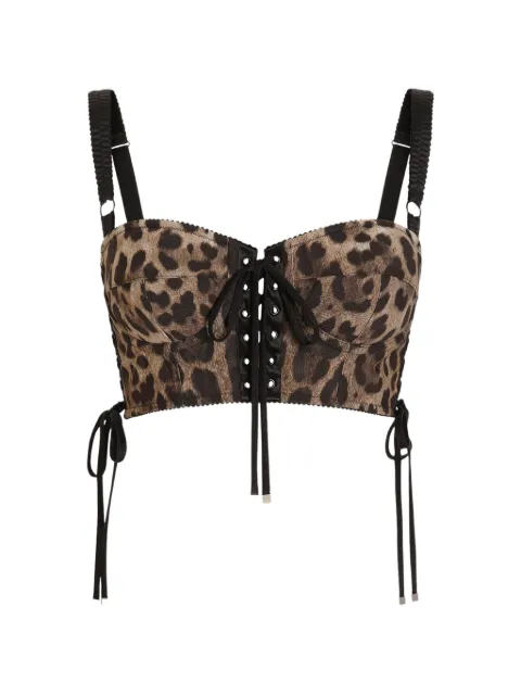 Dolce & Gabbana leo-print stretch fabric top Neutrals F7BK9TFSUBF