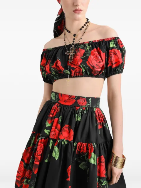 Dolce & Gabbana rose-print poplin blouse Black F755RTHS5VL