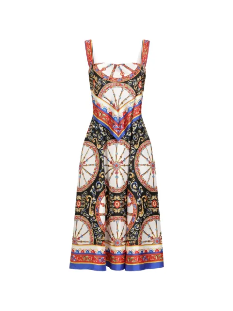Dolce & Gabbana Carretto-print twill dress Black F6TZBTGDDTI