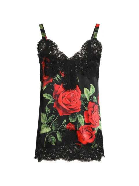 Dolce & Gabbana rose-print satin top Black F74V7TIS133