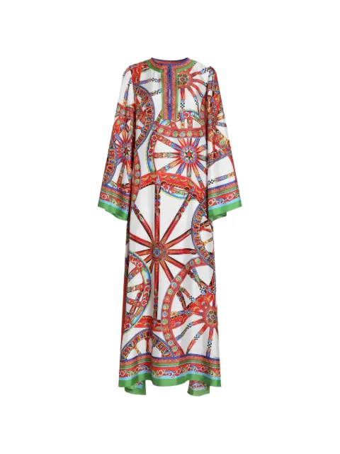 Dolce & Gabbana Carretto-print twill kaftan dress White F6YD7TGDDTI