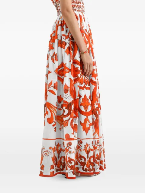 Dolce & Gabbana majolica-print long dress White F6TYSTGDDRK