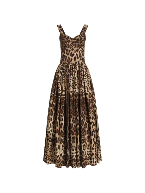 Dolce & Gabbana leo-print poplin dress Neutrals F6TTHTHS5E3