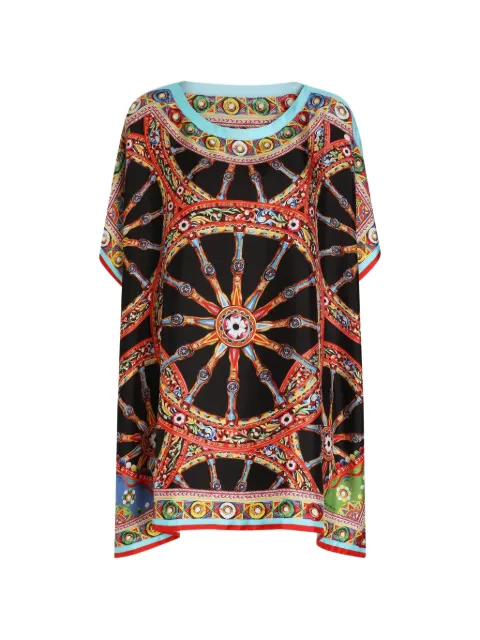 Dolce & Gabbana Carretto-print twill kaftan dress Black F6TTETGDDTI
