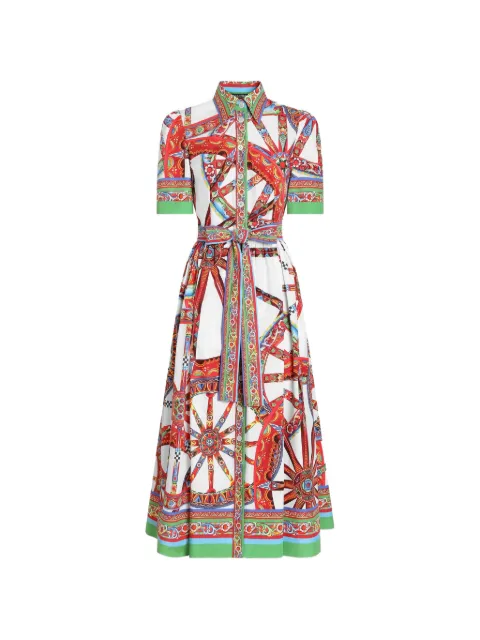 Dolce & Gabbana Carretto-print poplin shirt dress White F6JFNTGDDTF