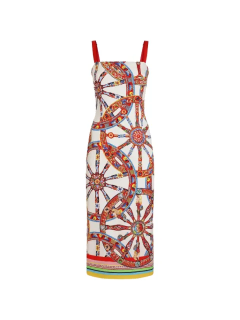 Dolce & Gabbana Carretto-print charmeuse dress White F6AWJTGDDTA