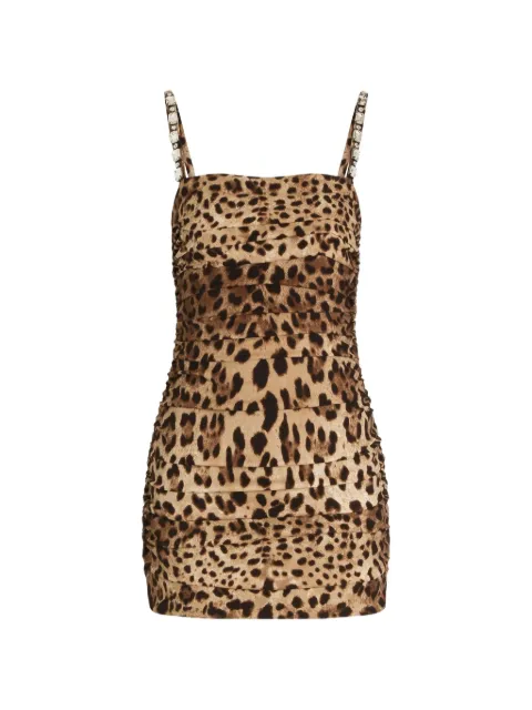 Dolce & Gabbana leo-print charmeuse dress Neutrals F663HZFSADD