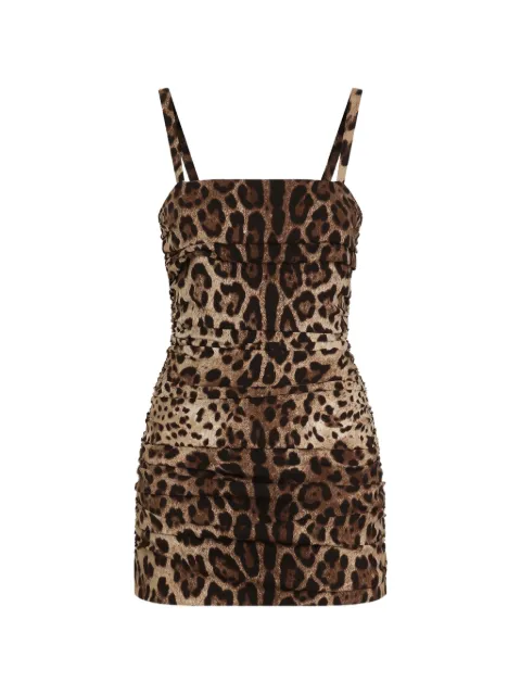 Dolce & Gabbana leo-print charmeuse dress Neutrals F663HTFSADD