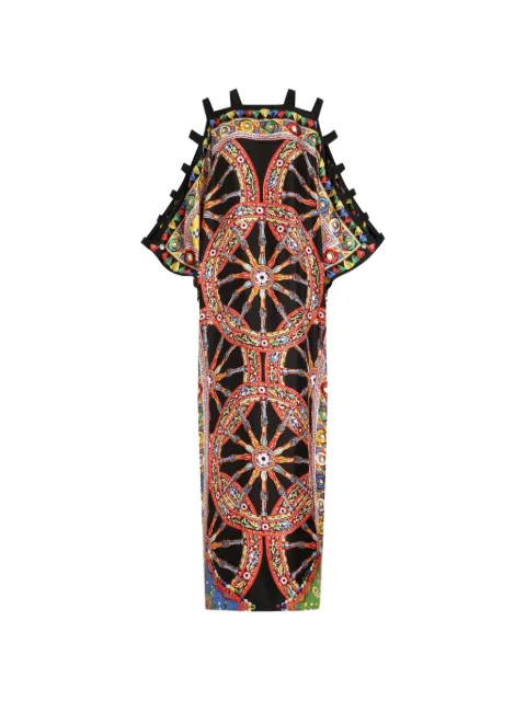 Dolce & Gabbana Carretto-print twill kaftan dress Black F623ETGDDZE
