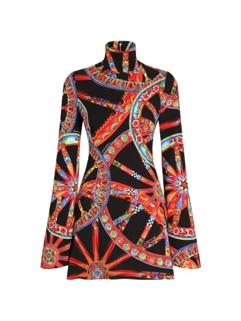 Dolce & Gabbana Carretto-print Charmeuse dress Black F622FTFSA9U