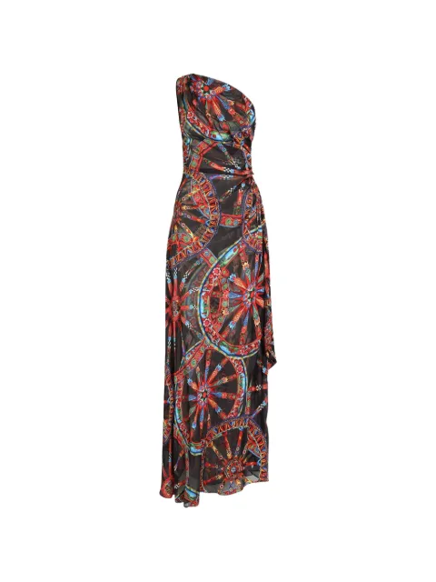 Dolce & Gabbana Carretto-print one-shoulder twill dress Black F621NTFSTB5