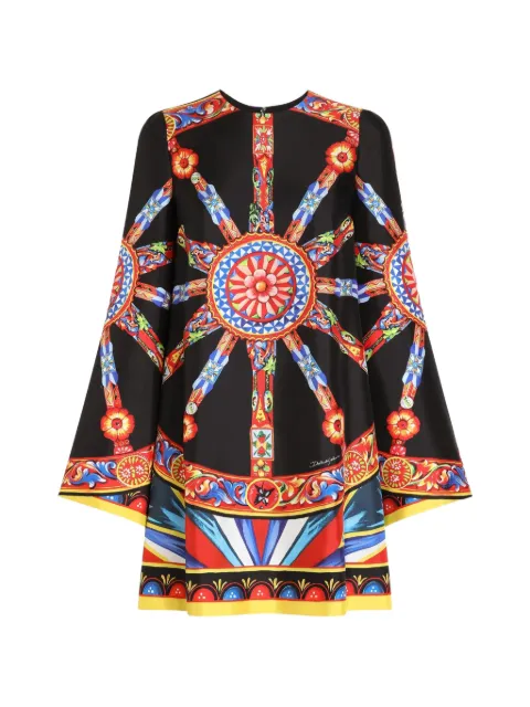Dolce & Gabbana Carretto-print twill dress Black F620RTGDDTI