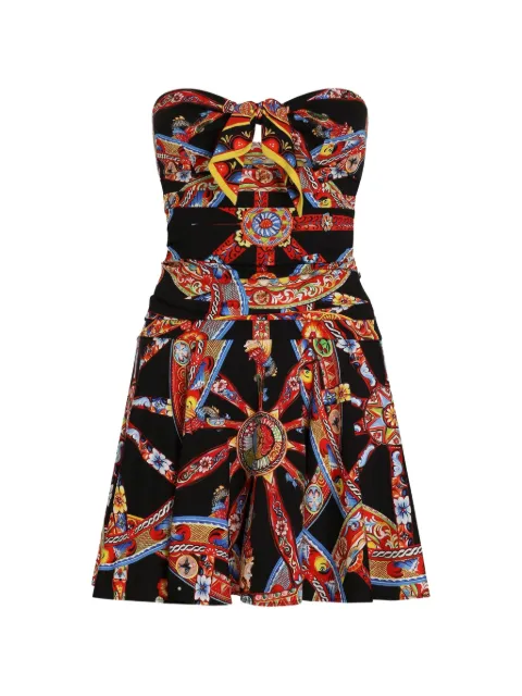 Dolce & Gabbana Carretto-print Charmeuse mini dress Black F616PTIS136