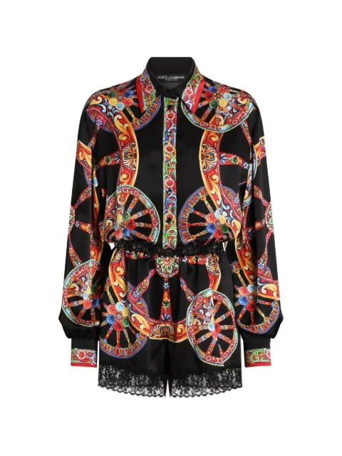 Dolce & Gabbana Carretto-print lightweight satin jumpsuit Black F616OTGDDVJ