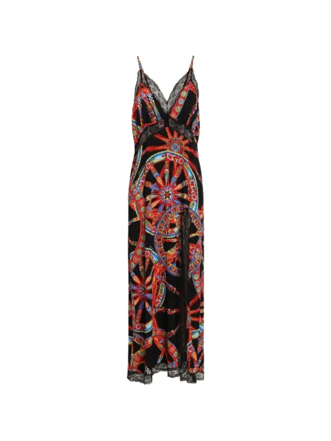Dolce & Gabbana Carretto-print charmeuse slip dress Black F616ITFSA9U