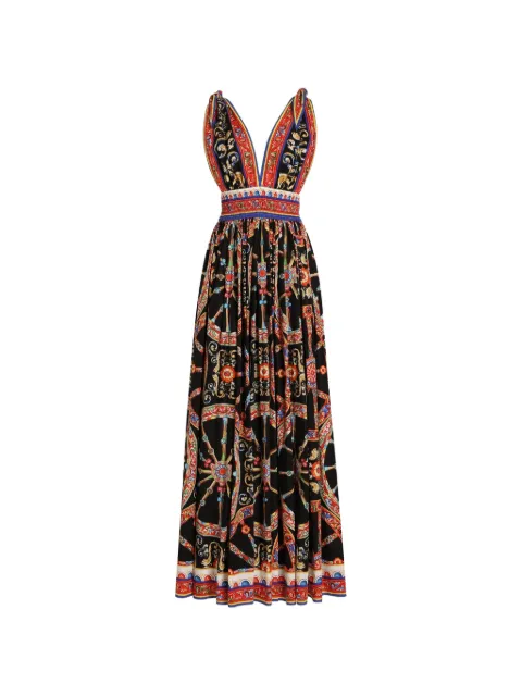 Dolce & Gabbana Carretto-print long poplin dress Black F615ZTGDDTF