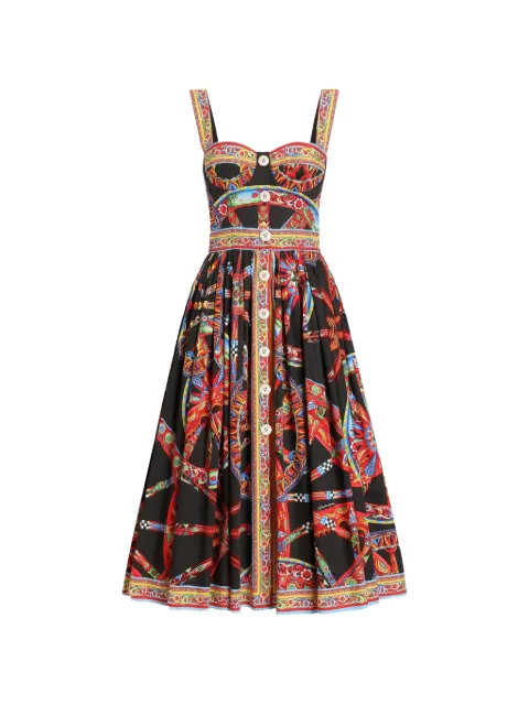 Dolce & Gabbana Carretto-print poplin long dress Black F615YTGDDTF